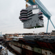 The USS Gerald Ford gets its innovative island put in back in 2013. Photo Credit: The United States Navy